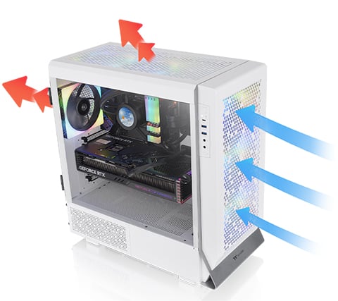 Thermaltake Ceres 500 Snow Edition Mid Tower E-ATX Computer Case with  Tempered Glass Side Panel; 4 Preinstalled 140mm PWM ARGB Fans; Rotational  PCIe